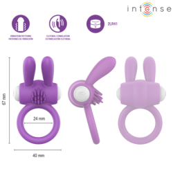 INTENSO - ANILLO VIBRATORIO PARA PENE HOPPS CON ESTIMULACIÓN CLITORAL MORADO