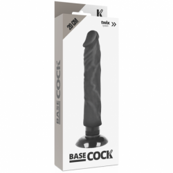 BASECOCK - VIBRADOR REALISTA 2 EN 1 NEGRO 20 CM -O- 4 CM