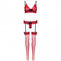 LEG AVENUE - SET TRES PIEZAS DE ENCAJES TALLA UNICA - ROJO