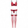 LEG AVENUE - SET TRES PIEZAS DE ENCAJES TALLA UNICA - ROJO