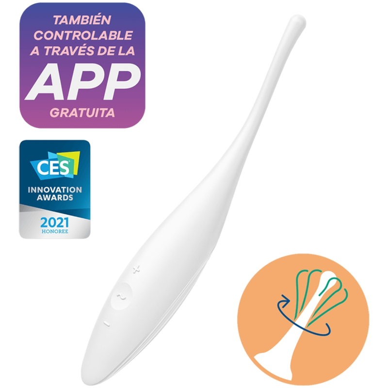 SATISFACTOR - VIBRADOR DE CLÍTORIS CON PUNTA GIRATORIA DE PLACER BLANCO