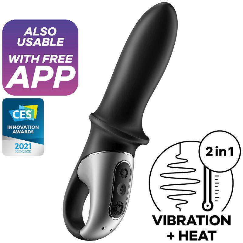 SATISFACTOR - APLICACIÓN DE VIBRADOR ANAL HOT PASSION NEGRO