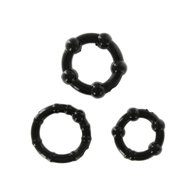 SIETE CREACIONES - JUEGO DE TRES ANILLOS NEGROS PARA EL PENE