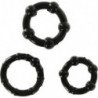 SIETE CREACIONES - JUEGO DE TRES ANILLOS NEGROS PARA EL PENE