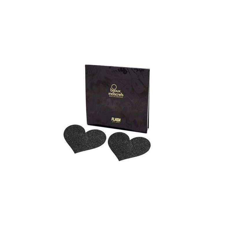 BIJOUX - INDISCRETS FLASH CORTES DE PEZONES CON FORMA DE CORAZÓN NEGRO