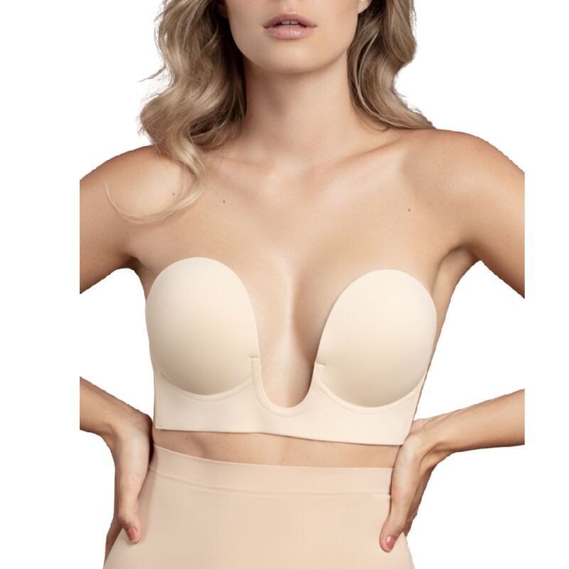 BYE-BRA - SUJETADOR SIN ASAS FORMA U BEIGE COPA A