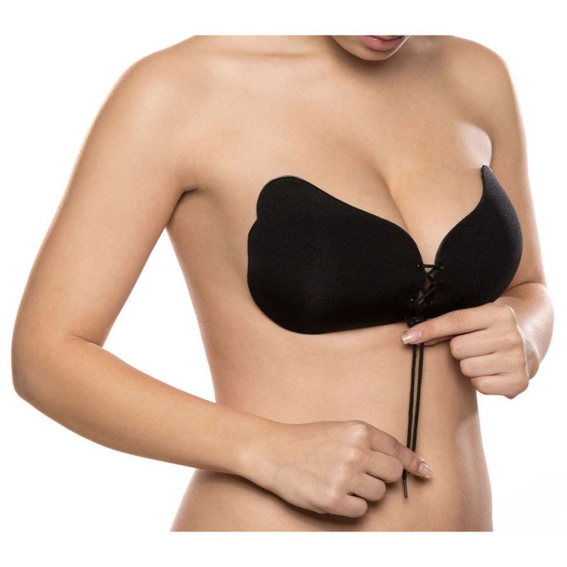 BYE-BRA - SUJETADOR PUSH-UP NEGRO CON LACE-IT, COPA D