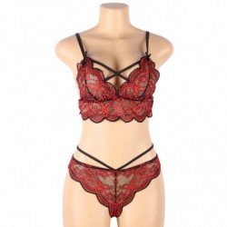 SUBBLIME - CONJUNTO DE DOS PIEZAS: TOP DE ENCAJE Y BRAGUITAS, TALLA L/XL