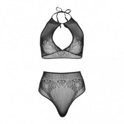LEG AVENUE - CONJUNTO DE DOS PIEZAS: TOP CORTO CON ESTILO HALTER Y BRAGUITA TANGA - TALLA ÚNICA