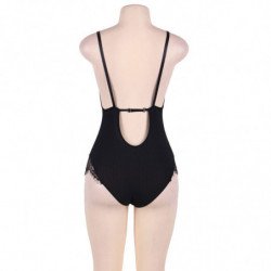 SUBBLIME - QUEEN PLUS TEDDY CON BORDES TRANSPARENTES Y FLECOS NEGROS
