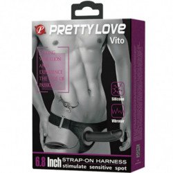 PRETTY LOVE - VITO STRAP ON CON DILDO HUECO Y VIBRADOR 17,3 CM