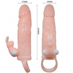 BAILE - FUNDA PARA PENE DE HOMBRE VALIENTE CON CONEJO Y CARNE DE DOBLE MOTOR 16,5 CM