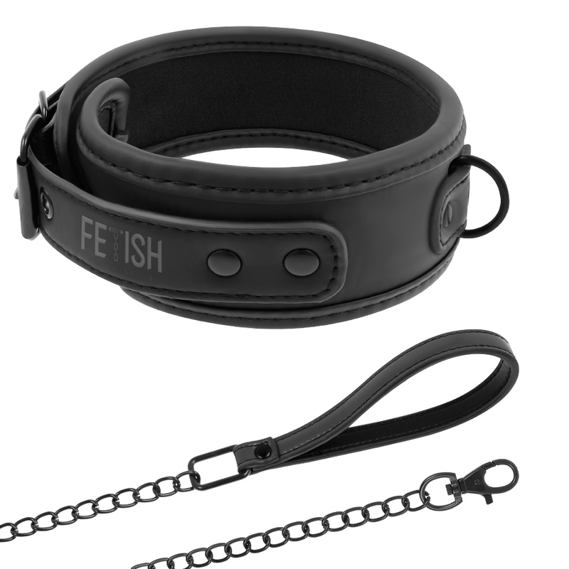 COLLAR DE CADENA CON FORRO DE NOPRENE PARA SUMISA FETICHISTA
