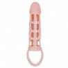 BAILE - FUNDA EXTENSORA PENE CON VIBRACION Y STRAP NATURAL 13.5 CM