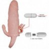 BAILE - BRAVE MAN FUNDA PENE ANAL Y CLITORIS VIBRADOR 16.5 CM NATURAL