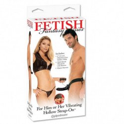 SERIE FANTASÍA FETICHISTA - STRAP-ON HUECO VIBRATORIO PARA ELLA O PARA ÉL NEGRO