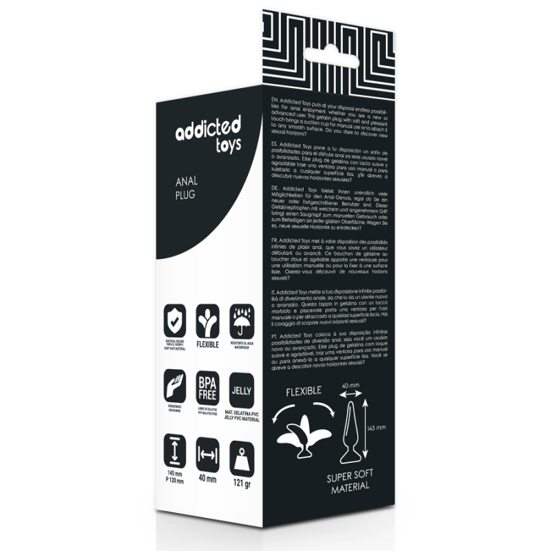 JUGUETES ANALES ADDICTED - TAPÓN ANAL DE 14,5 CM NEGRO