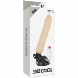 BASECOCK - VIBRADOR REALISTA CON CONTROL REMOTO, COLOR CARNE, 20 CM -O- 4 CM