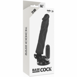 BASECOCK - VIBRADOR REALISTA CON CONTROL REMOTO NEGRO 21 CM -O- 4 CM