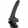 BASECOCK - VIBRADOR REALISTA NEGRO CON CONTROL REMOTO Y TESTÍCULOS 20 CM -O- 4 CM