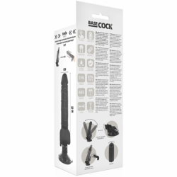 BASECOCK - VIBRADOR REALISTA CON CONTROL REMOTO NEGRO 18,5 CM -O- 4CM