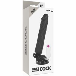 BASECOCK - VIBRADOR REALISTA CON CONTROL REMOTO NEGRO 21 CM -O- 4 CM