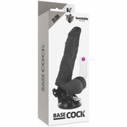 BASECOCK - VIBRADOR ARTICULADO CON CONTROL REMOTO, NEGRO, 21 CM - O- 5 CM