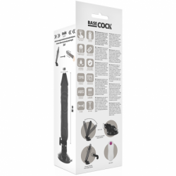 BASECOCK - VIBRADOR REALISTA CON CONTROL REMOTO NEGRO 20 CM -O- 4 CM
