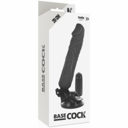 BASECOCK - VIBRADOR REALISTA CON CONTROL REMOTO NEGRO 20 CM -O- 4 CM