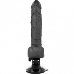 BASECOCK - VIBRADOR REALISTA CON CONTROL REMOTO NEGRO CON TESTÍCULOS 19,5 CM -O- 4 CM
