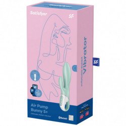 SATISFACTOR - CONEJO INFLABLE CON BOMBA DE AIRE 5+ VIBRADOR DE CONEJO VERDE