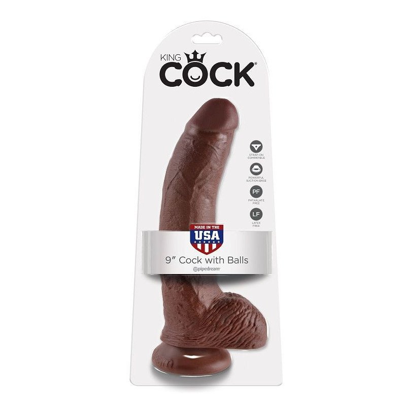 KING COCK - 9 PENE REALISTICO MARRON 22.9 CM