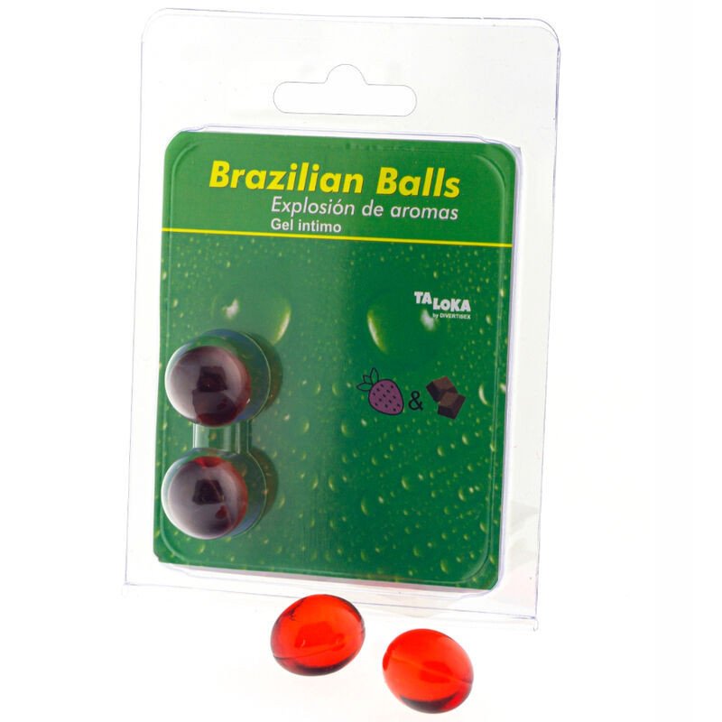 TALOKA - 2 BOLAS BRASILEÑAS DE GEL ÍNTIMO DE FRESA Y CHOCOLATE