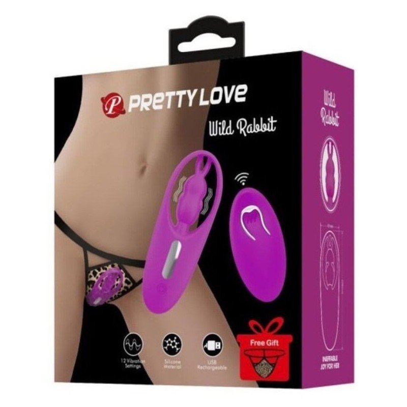 PRETTY LOVE - ESTIMULADOR DE CONEJO SALVAJE PARA BRAGUITAS CON CONTROL REMOTO LILA