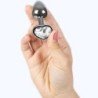 SECRETPLAY - Tapón anal de metal con forma de corazón de cristal transparente, tamaño pequeño (7 cm).
