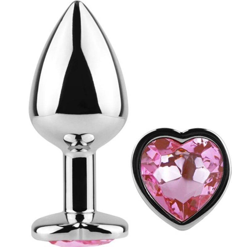 SECRETPLAY - TAPÓN ANAL METÁLICO CON FORMA DE CORAZÓN FUCSIA, TAMAÑO PEQUEÑO (7 CM)