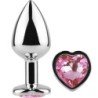 SECRETPLAY - TAPÓN ANAL METÁLICO CON FORMA DE CORAZÓN FUCSIA, TAMAÑO PEQUEÑO (7 CM)