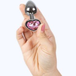 SECRETPLAY - TAPÓN ANAL METÁLICO CON FORMA DE CORAZÓN FUCSIA, TAMAÑO PEQUEÑO (7 CM)
