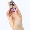 SECRETPLAY - TAPÓN ANAL METÁLICO CON FORMA DE CORAZÓN FUCSIA, TAMAÑO PEQUEÑO (7 CM)