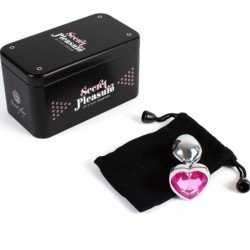 SECRETPLAY - TAPÓN ANAL METÁLICO CON FORMA DE CORAZÓN FUCSIA, TAMAÑO PEQUEÑO (7 CM)