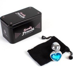 SECRETPLAY - Tapón anal metálico con forma de corazón azul, tamaño pequeño (7 cm).