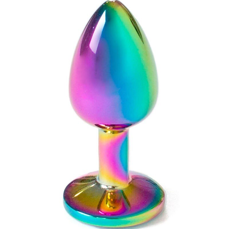 SECRETPLAY - Tapón anal metálico arcoíris, tamaño pequeño 7 cm