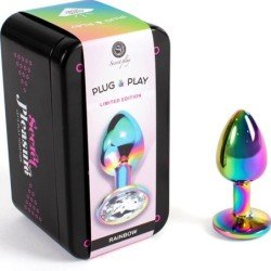 SECRETPLAY - Tapón anal metálico arcoíris, tamaño pequeño 7 cm