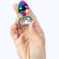 SECRETPLAY - Tapón anal metálico arcoíris, tamaño pequeño 7 cm