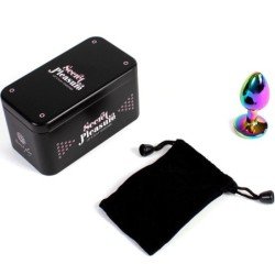 SECRETPLAY - Tapón anal metálico arcoíris, tamaño pequeño 7 cm
