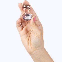 SECRETPLAY - Tapón anal de metal color oro rosa, tamaño pequeño (7 cm).