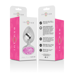 INTENSO - TAPÓN ANAL DE METAL DE ALUMINIO CON CRISTAL ROSA TALLA M