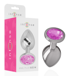 INTENSO - TAPÓN ANAL DE METAL DE ALUMINIO CON CRISTAL ROSA TALLA M