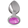 INTENSO - TAPÓN ANAL DE METAL DE ALUMINIO CON CRISTAL ROSA TALLA S