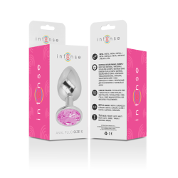 INTENSO - TAPÓN ANAL DE METAL DE ALUMINIO CON CRISTAL ROSA TALLA S